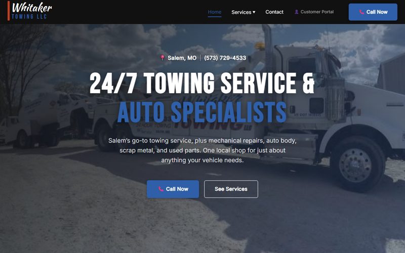 Whitaker Auto Body & Towing marketing site
